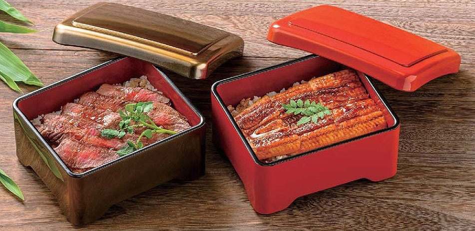 ☆業務用漆器丼重光月梨地野菊内朱塗10個うな重・かつ重・天丼 ☆業務用漆器丼重光月梨地野菊内朱塗10個うな重・かつ重・天丼