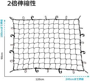 Kohree カーゴネット 90×120cm 車用 ラゲッジネット ルーフネット 天井 ルーフキャリア ツーリングネット 荷物落下_画像2