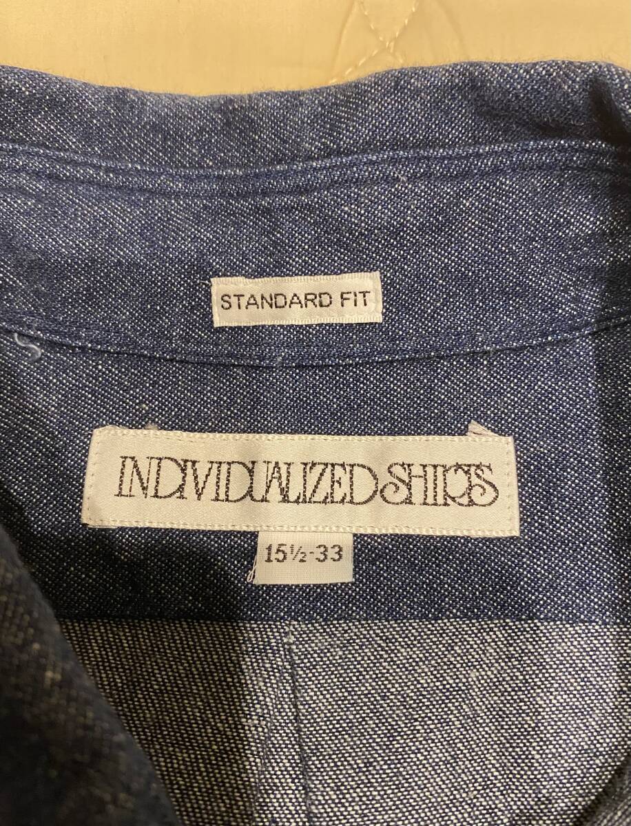 美品 USA製 INDIVIDUALIZED SHIRTS 15 1/2 33 デニムシャツ vintage denim shirts インディビジュアライズドシャツの画像2