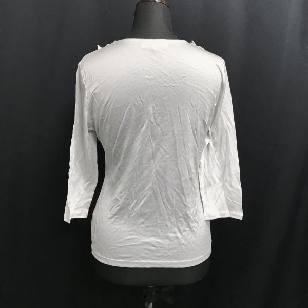 PRIMATTIVO HANAE MORI/ハナエモリ★七分袖カットソー【レディースM/silver/シルバー】フリル/薄手/Tops/Shirts◆BH713_画像3