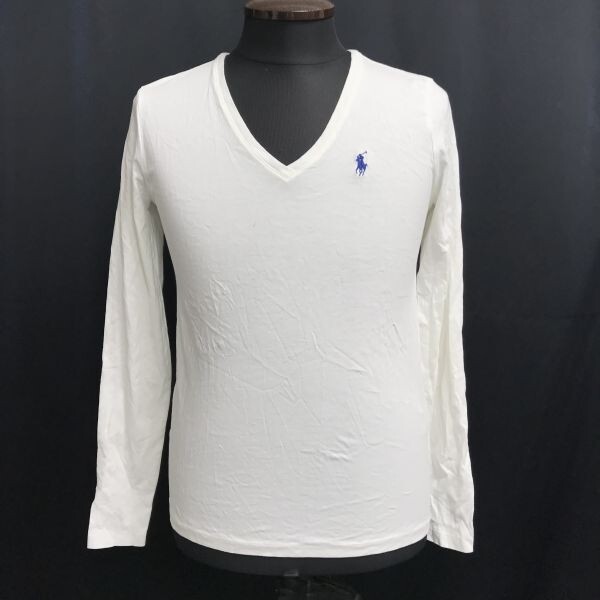 日本正規代理店タグ★RALPH LAUREN SPORT/ラルフローレン★長袖Tシャツ【メンズL/white/白】Vネック/Tops/Shirts◆BH661