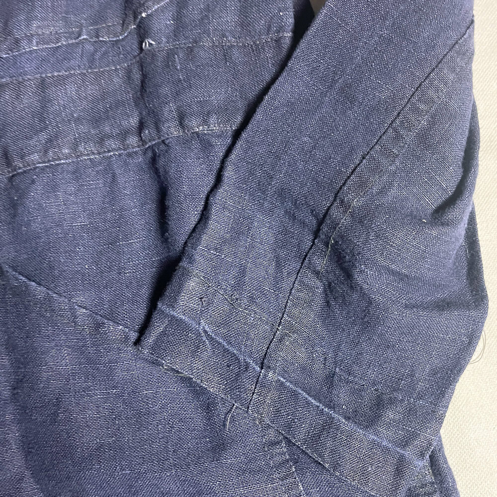 超希少! 30's フレンチ インディゴ リネン オールインワン ツナギ FRENCH INDIGO LINEN ALL IN ONE ワーク WORK レア ブルー BLUE 着 40's_画像7