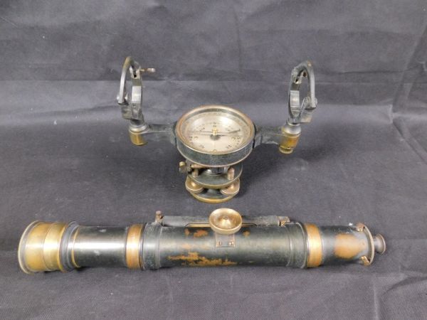 アンティーク The American trudiny co, London 測量機 経緯儀 方位磁石 トランシット レベル Antique Surveying instrument_画像5