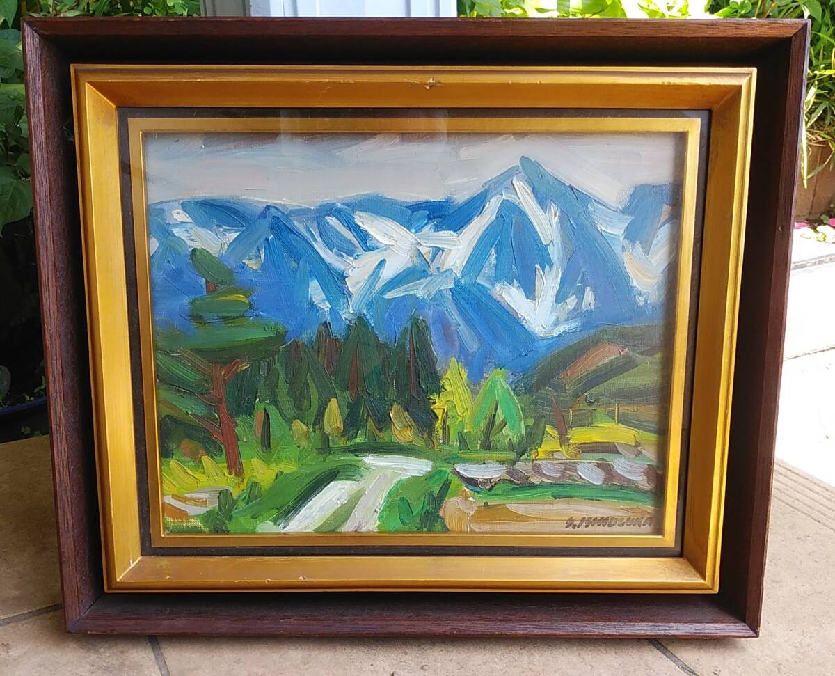 油絵 春の山 Yahoo!オークション - 石塚三郎【春の山】F5油彩 師 岡田三郎助