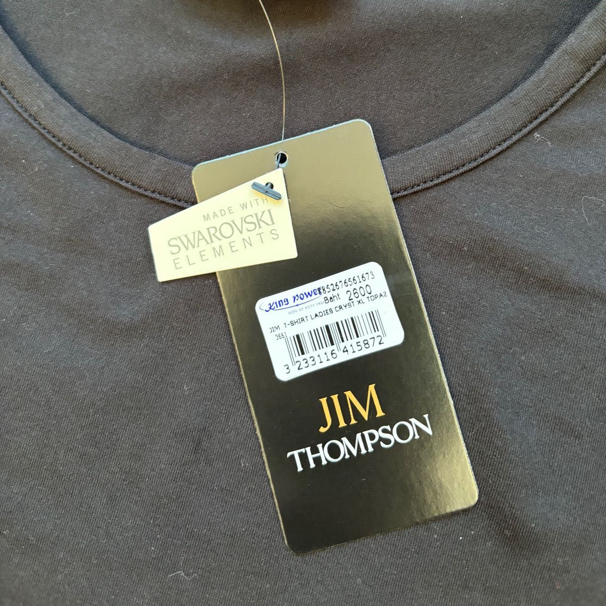 JIM THOMPSON ジムトンプソン　スワロフスキークリスタルロゴ 半袖 Tシャツ　 ブラック 黒　タグ付き未使用