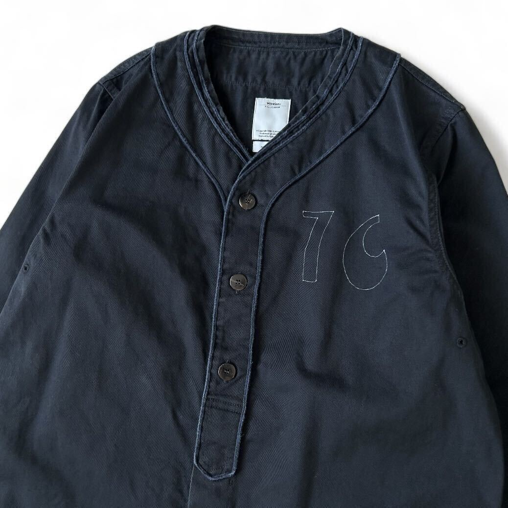 17AW visvim DUGOUT SHIRT L/S COTTON 3 黒 ブラック ビズビム ダグアウト ベースボール シャツ コットン ナンバリング 長袖 日本製 正規品_画像3