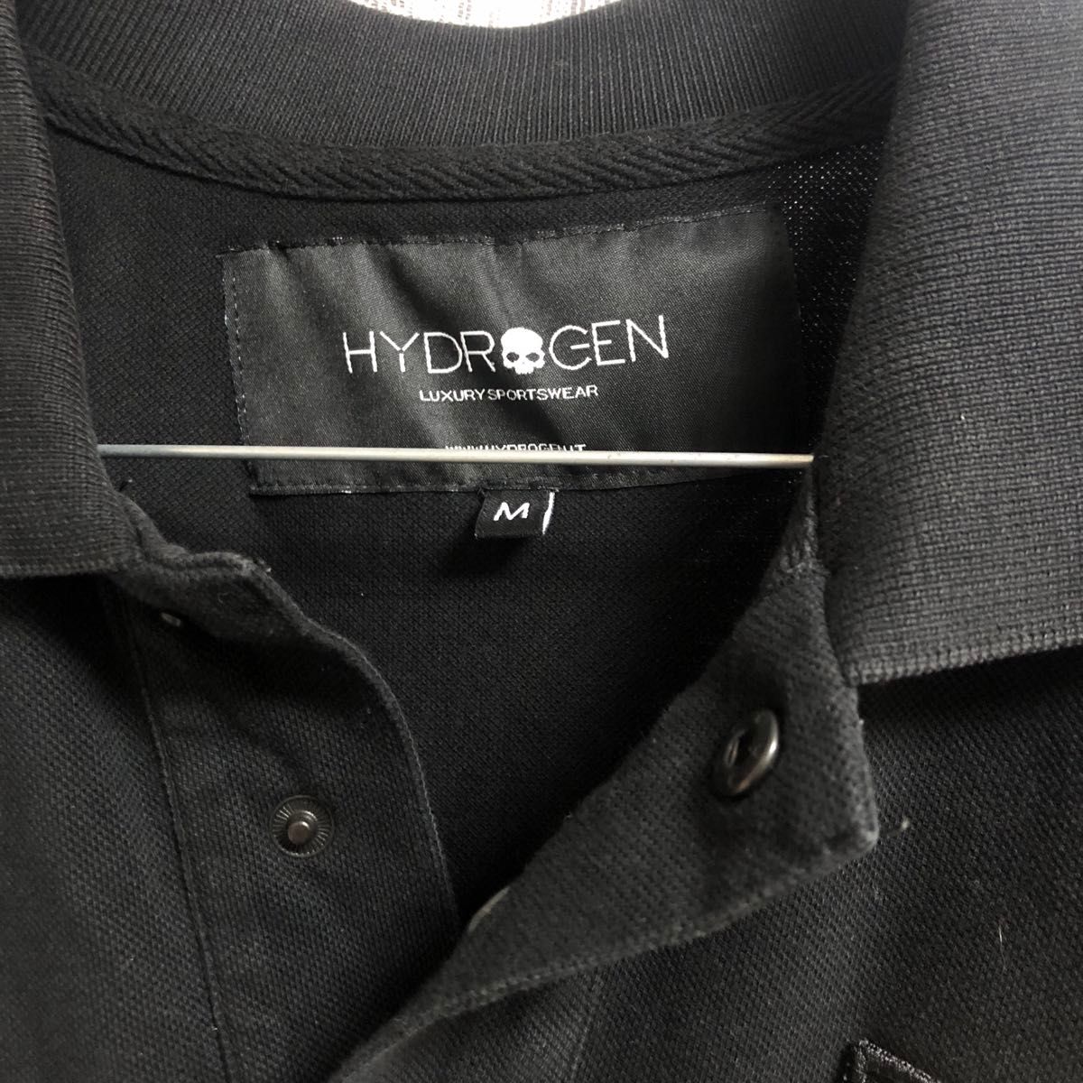 ハイドロゲン/HYDROGEN ロゴ 刺繍 半袖 ポロシャツ Tシャツ サイズ メンズMブラック