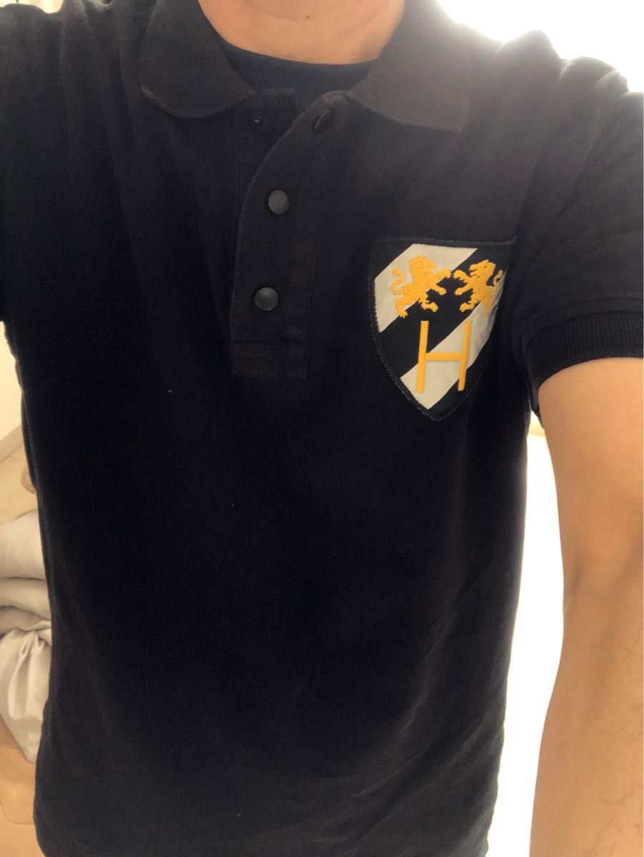 ハイドロゲン/HYDROGEN ロゴ 刺繍 半袖 ポロシャツ Tシャツ サイズ メンズMブラック