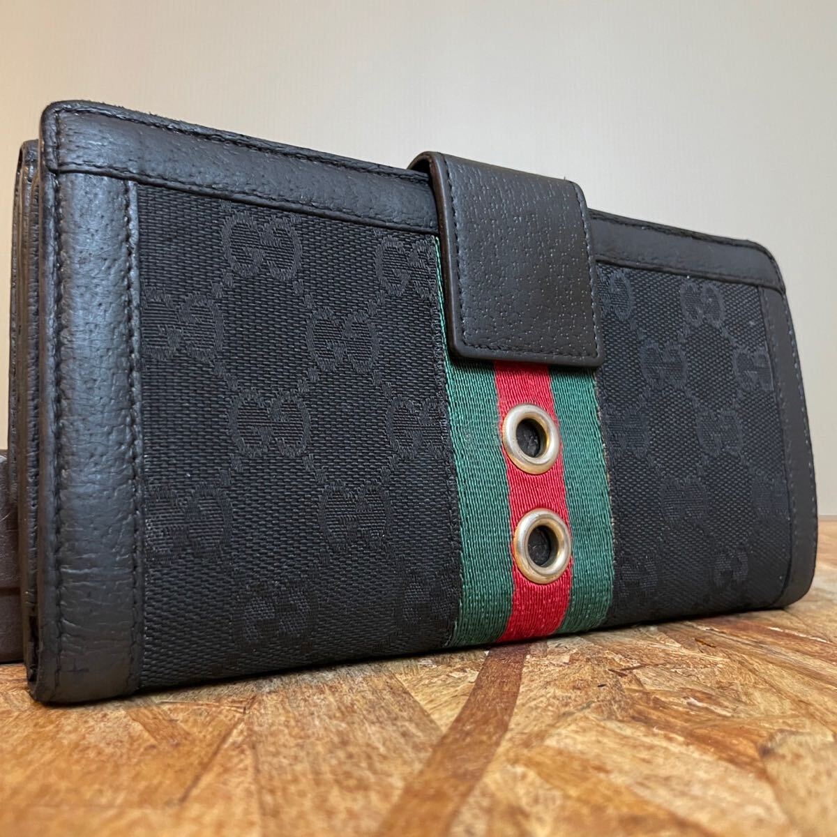 1円【美品】 GUCCI グッチ マーモント GG ウォレット メンズ レディース 財布 インターロッキング ロングウォレット　オールドグッチ_画像2