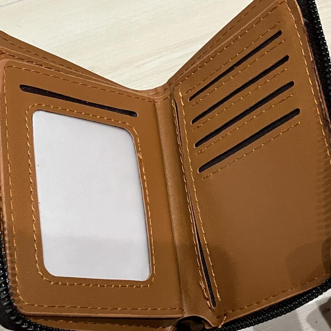 ★ブラウン★ 二折り財布 コンパクト 財布 メンズ ウォレット カードケース 大容量
