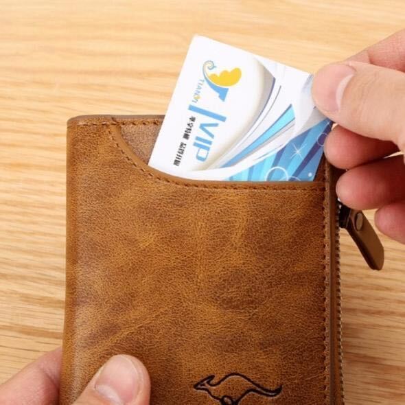 ★ブラウン★ 二折り財布 コンパクト 財布 メンズ ウォレット カードケース 大容量