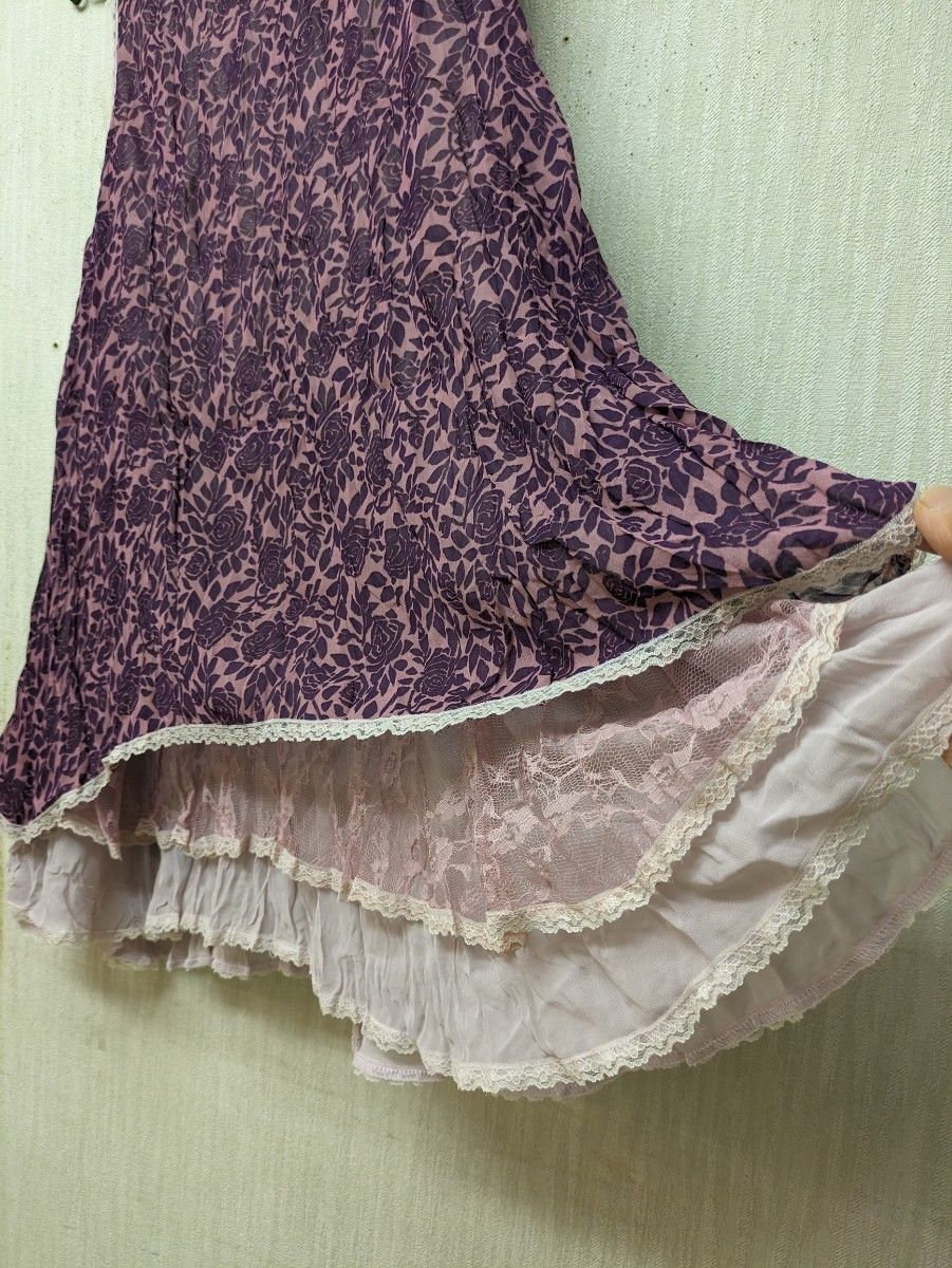 花柄キャミソールワンピース紫