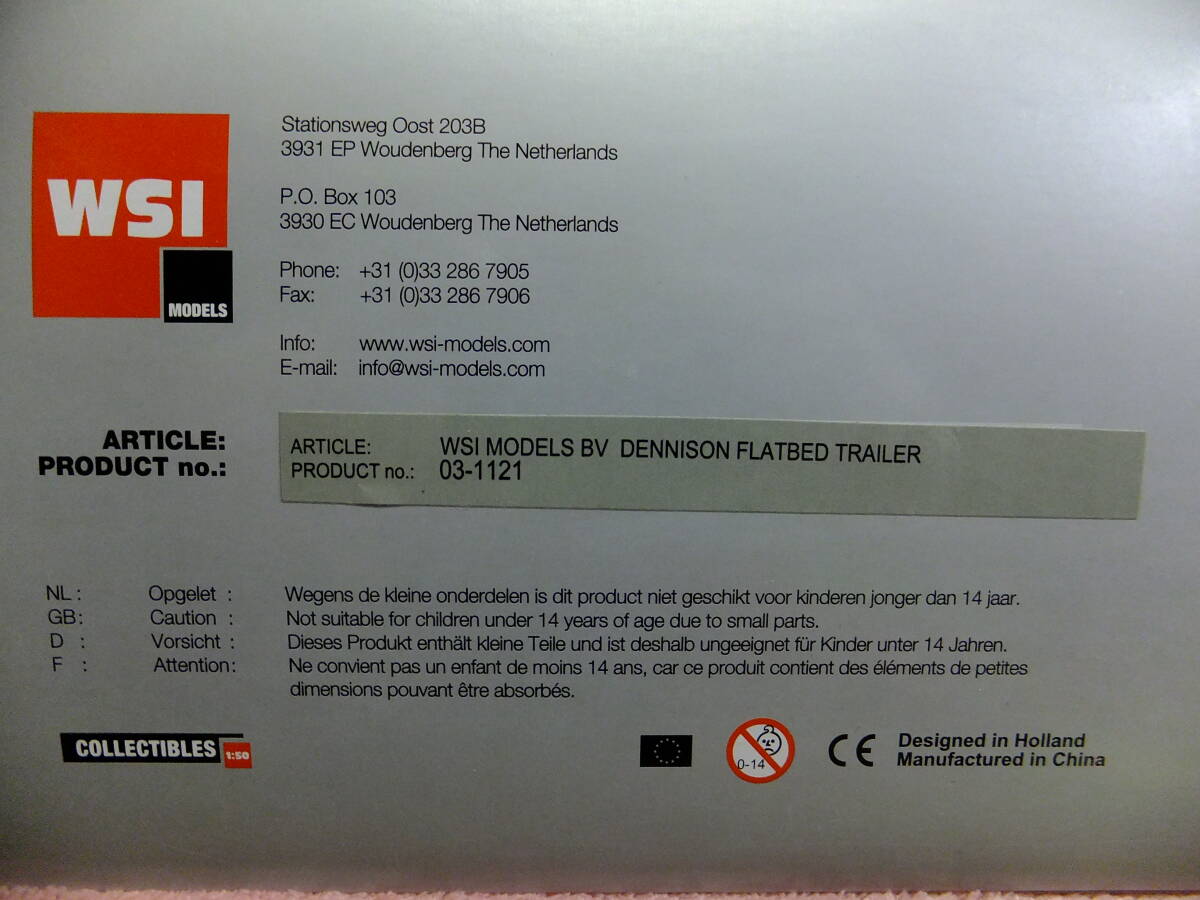 ★WSI １/５０【Ｄｅｎｎｉｓｏｎ３軸平床トレーラー単品　ＤＥＮＮＩＳＯＮ　ＦＬＡＴＢＥＤ　ＴＲＡＩＬＥＲ（販売終了品）】展示中古品_画像2