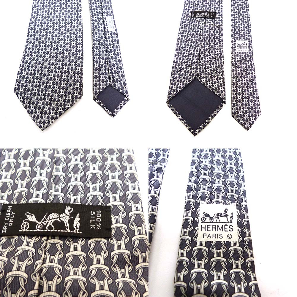 フランス製 Hermes Silk / ヴィンテージ エルメス 総柄ネクタイ【中古】【メール便対応可】2j-6-010_画像2