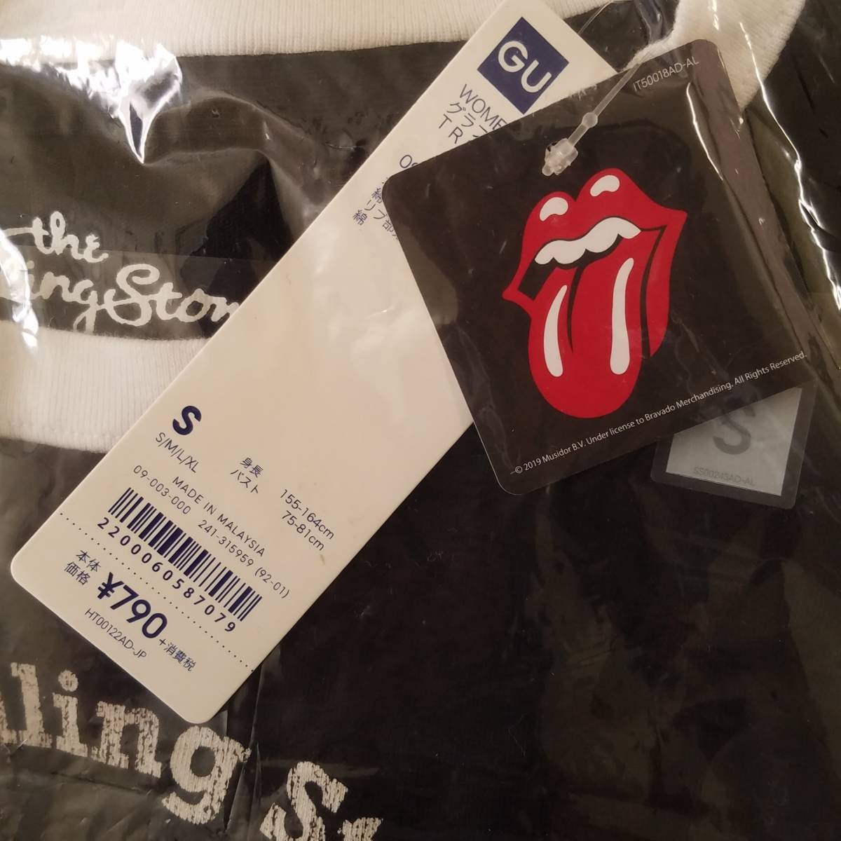 魅惑のバンドT特集! 10sデッド未開封『GU(ジーユー) × THE ROLLING STONES(ザ・ローリング・ストーンズ)』WOMEN Tシャツ(リンガー) 黒 XL_画像3