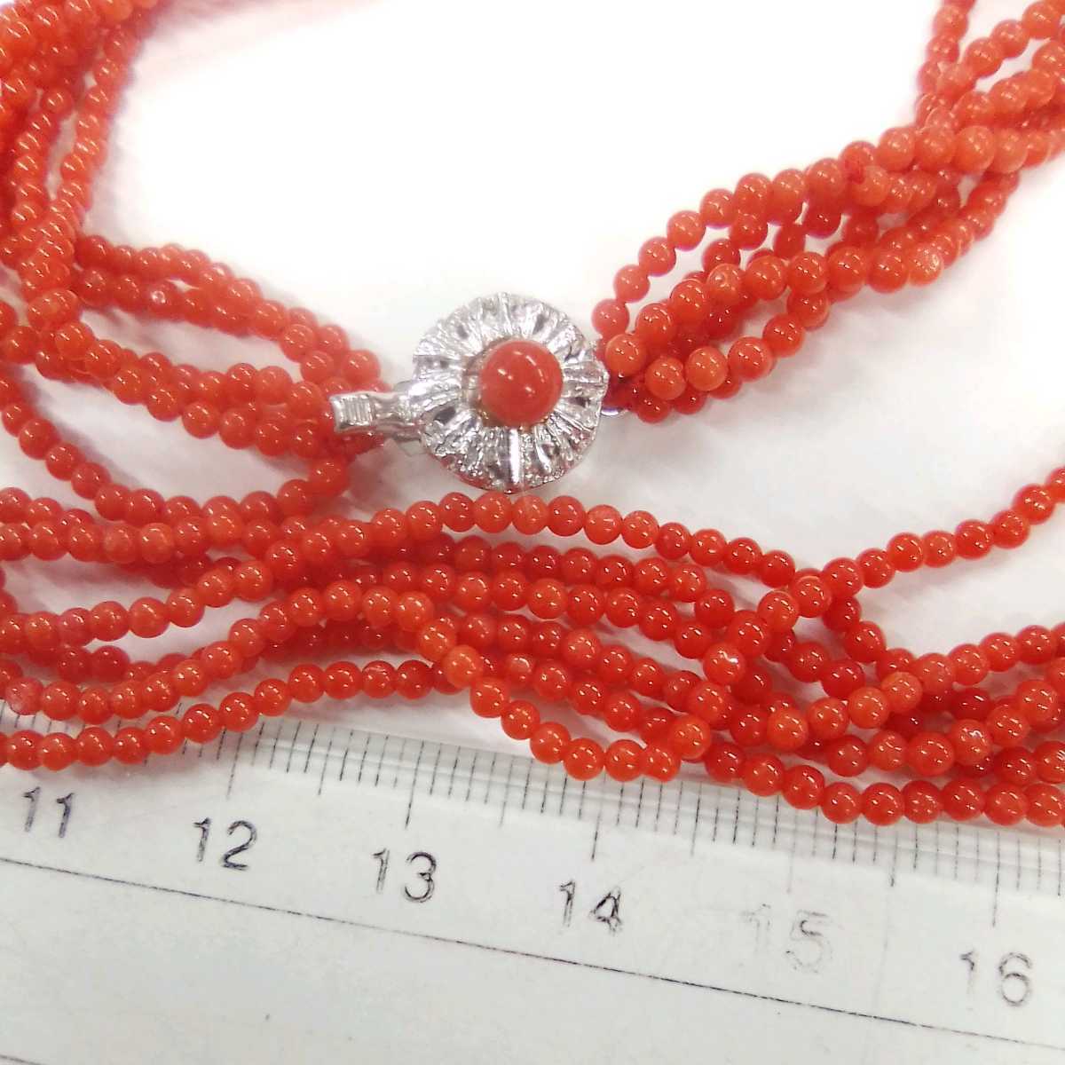 *sa3782H*.. coral red series gorgeous 6 ream long necklace 51 centimeter catch SILVER stamp equipped *