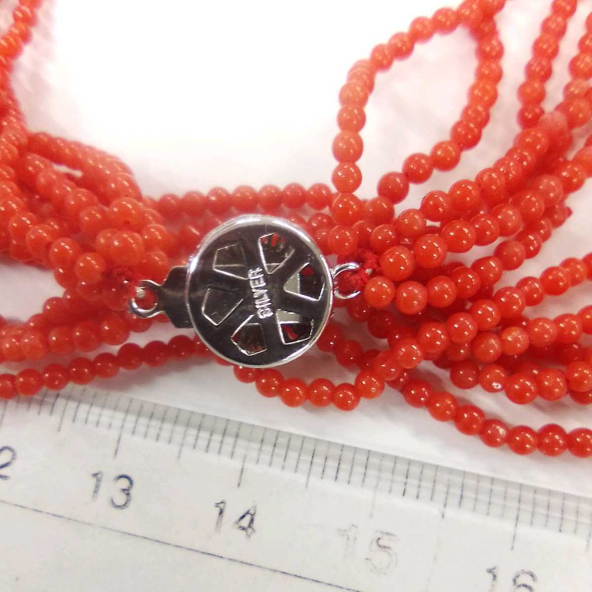 *sa3782H*.. coral red series gorgeous 6 ream long necklace 51 centimeter catch SILVER stamp equipped *