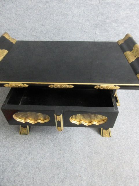 [.]33490 black paint surface gold sutra desk family Buddhist altar Buddhist altar fittings ... pcs antique old thing 