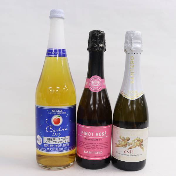 【3本セット】スパークリング ワイン各種（サンテロ 天使のアスティ ハーフボトル 7.5％ 375ml 等）O24D230160の画像1
