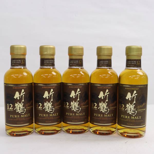 【5本セット】NIKKA（ニッカ）竹鶴 12年 ピュアモルト ベビーボトル 40％ 180ml Y24D250011の画像1