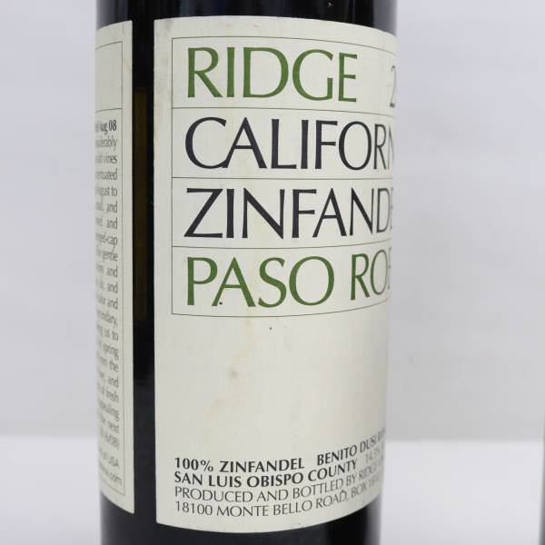 【2本セット】ワイン各種（リッジ カリフォルニア ジンファンデル パソ ロブレス 2007 14.5％ 750ml 等）S24D230033の画像7
