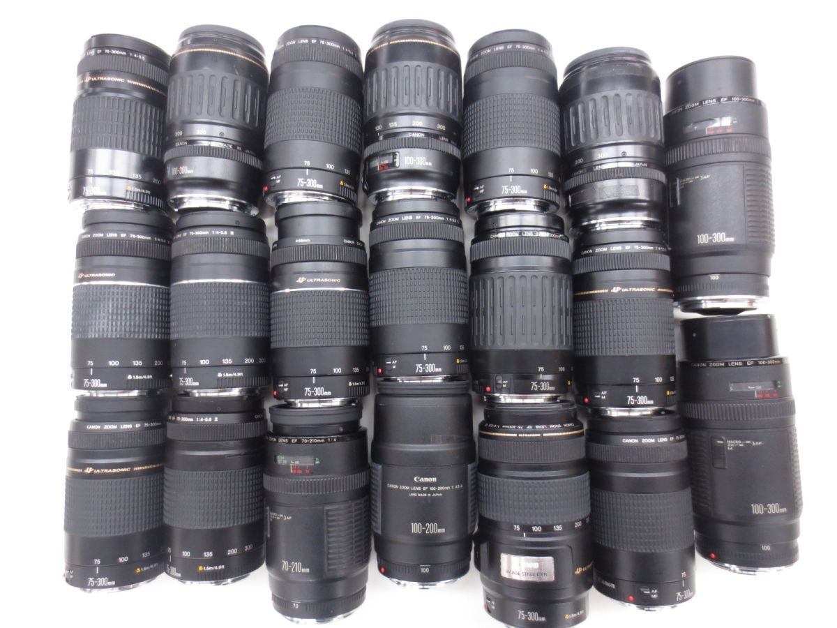 (4986U)ジャンク Canon EF70-210mm 4 75-300mm 4-5.6Ⅱ 100-300mm 4.5-5.6 等 キヤノン まとめてセット 20本 動作未確認 同梱不可_画像1