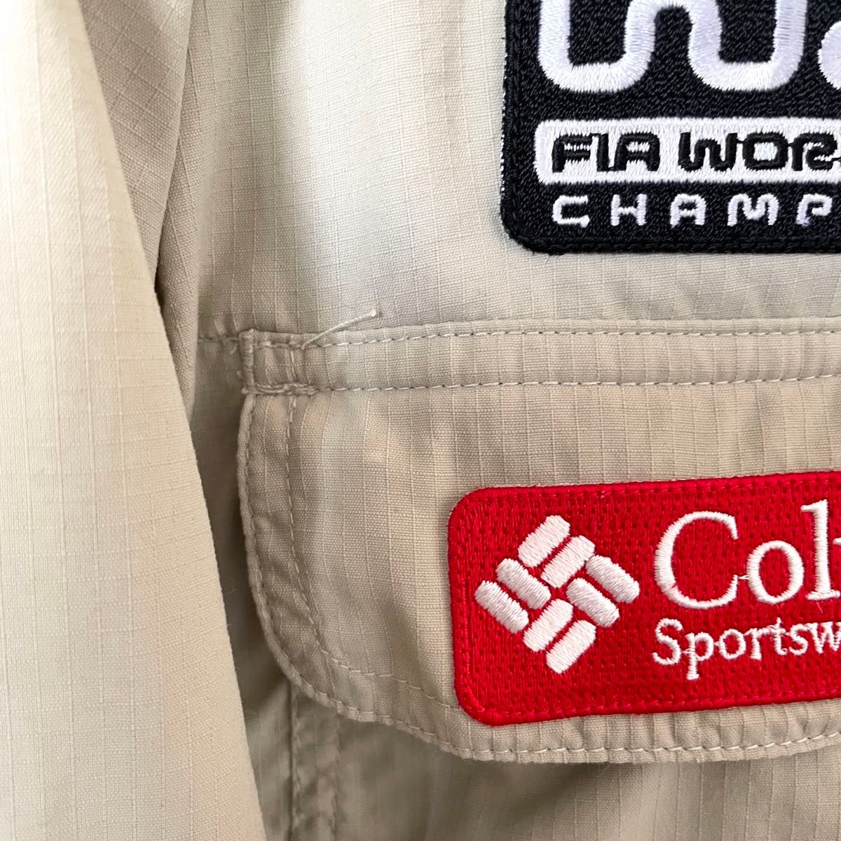 【激レア】 WRC Columbia コロンビア 2004 レーシングシャツ 長袖 ワッペン メンズ 大きめ ベージュ M