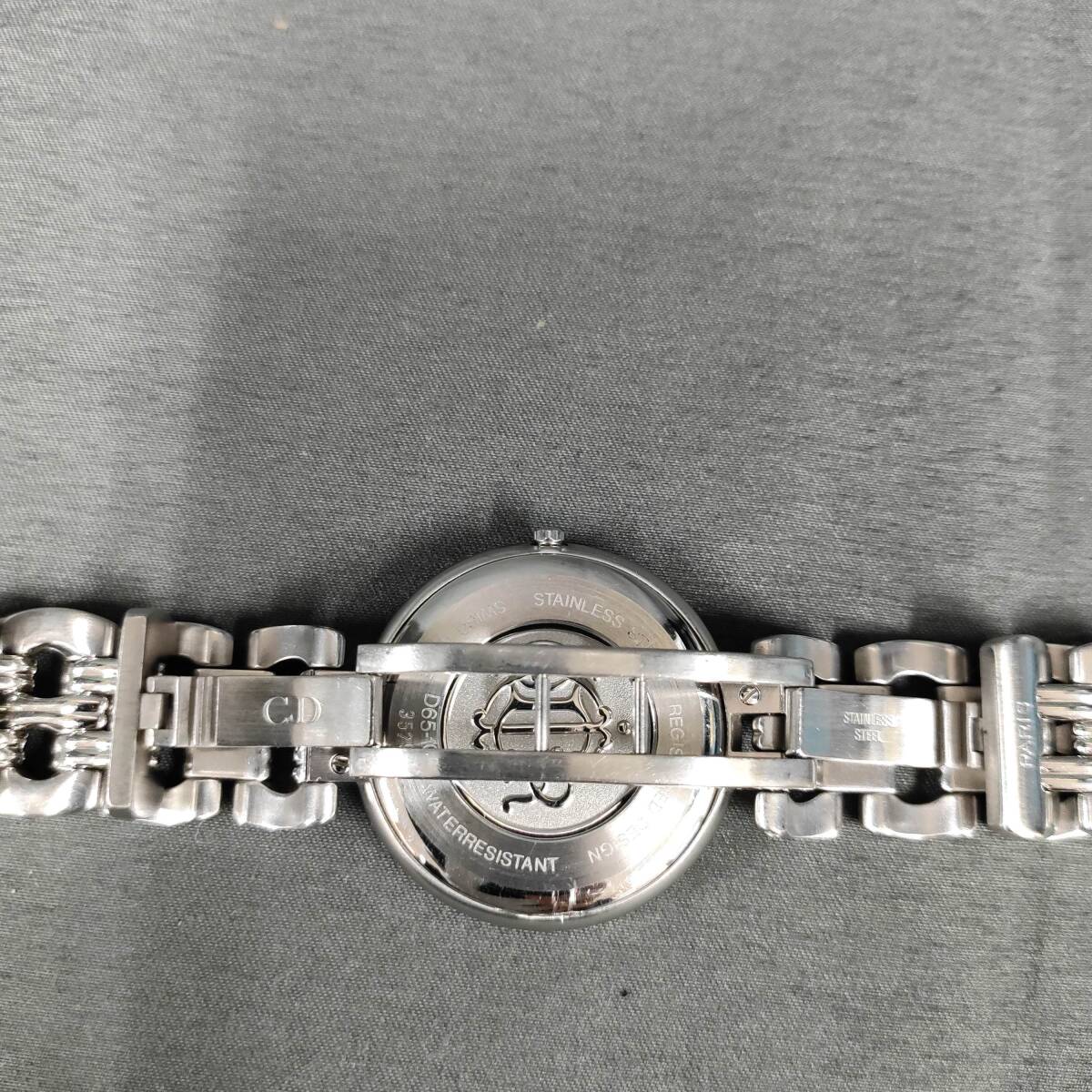 060509 264086 Christian Dior クリスチャンディオール バギラ D65-100 クォーツ 腕時計 文字盤ネイビー 非稼働品の画像8