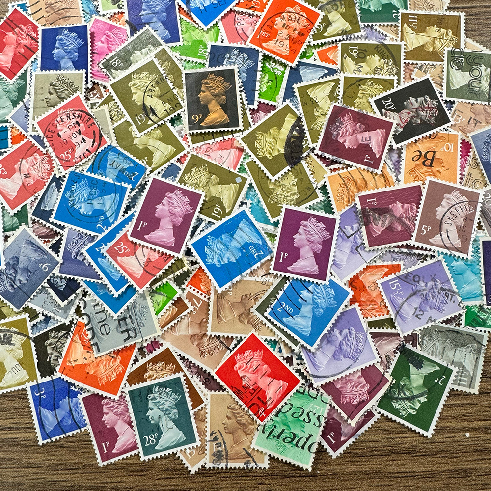 【イギリス】1960年代～使用済みMachin切手（エリザベス女王）大量200枚まとめてロット！希少！！(3JBmD5WAgm)_画像3