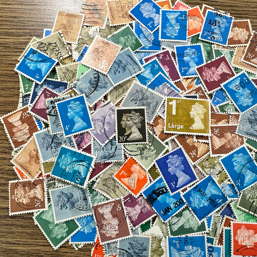 【イギリス】1960年代～使用済みMachin切手（エリザベス女王）大量200枚まとめてロット！希少！！(gbpubLYQZr)_画像8