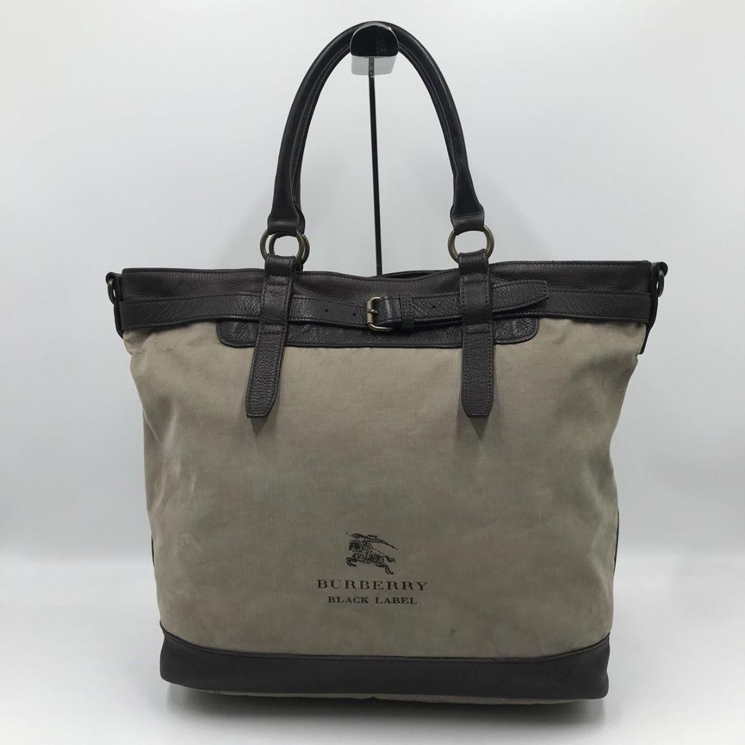  beautiful goods / ultra rare * Burberry Black Label BURBERRY BLACK LABEL men's business A4 possible handbag tote bag shoulder leather beige group 