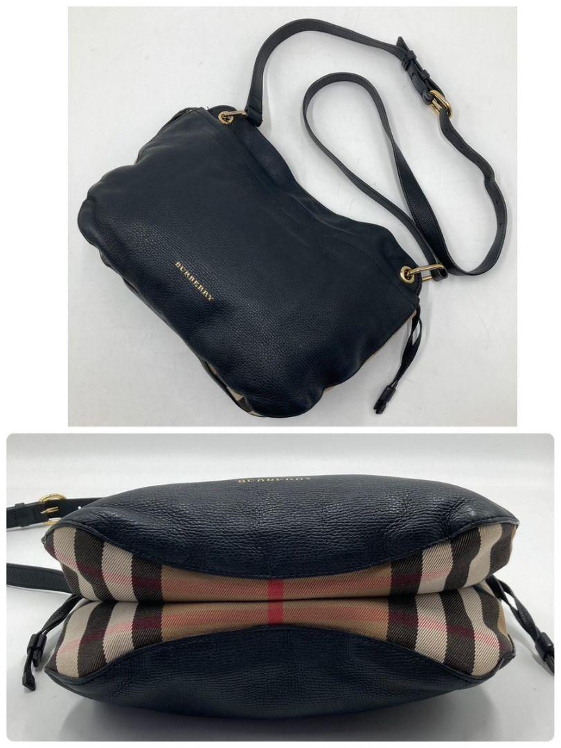  current model / beautiful goods * Burberry BURBERRY shoulder bag body belt bag mega check leather black black color men's lady's 