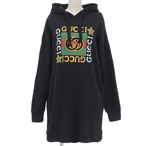 GUCCI(グッチ) ロゴプリント パーカーワンピース アパレル スウェット XS ブラック黒 610144 レディース 40802093758【アラモード】_画像1