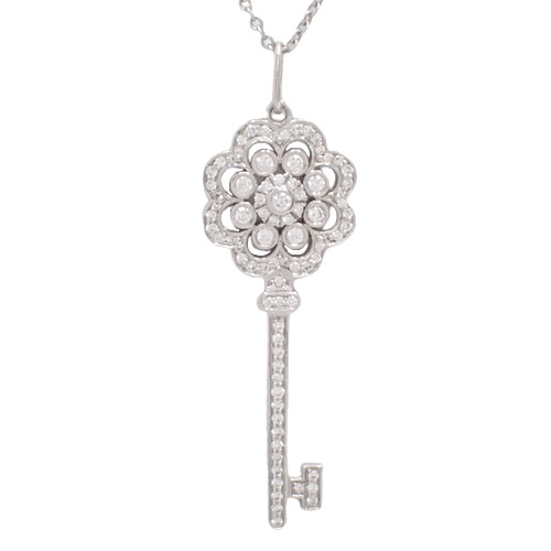 TIFFANY&Co.(...)  роза  ключ   алмаз   ожерелье  Pt950 платиновый    серебристый   серебро  40802059910【 подержанный товар 】【... режим 】