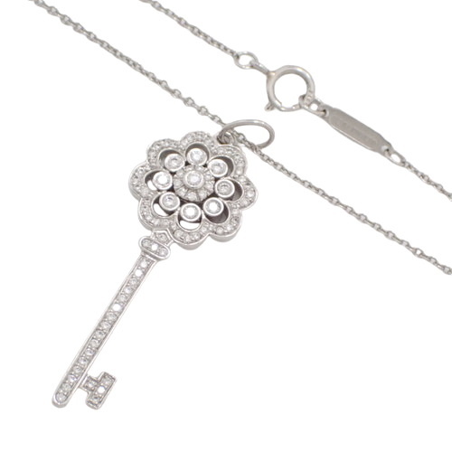TIFFANY&Co.(...)  роза  ключ   алмаз   ожерелье  Pt950 платиновый    серебристый   серебро  40802059910【 подержанный товар 】【... режим 】