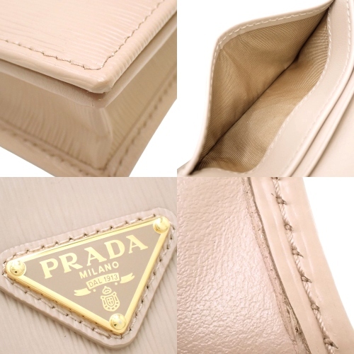 PRADA プラダ トライアングルロゴ 名刺入れ カードケース 小物 ヴィッテロムーブ CIPRIA ピンクベージュ 1MC122 40803001614【アラモード】_画像6