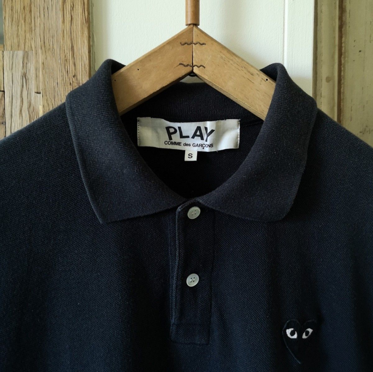 PLAY プレイ / COMME des GARCONS コムデギャルソン  半袖 ポロシャツ ハートロゴ　メンズ/レディース　黒