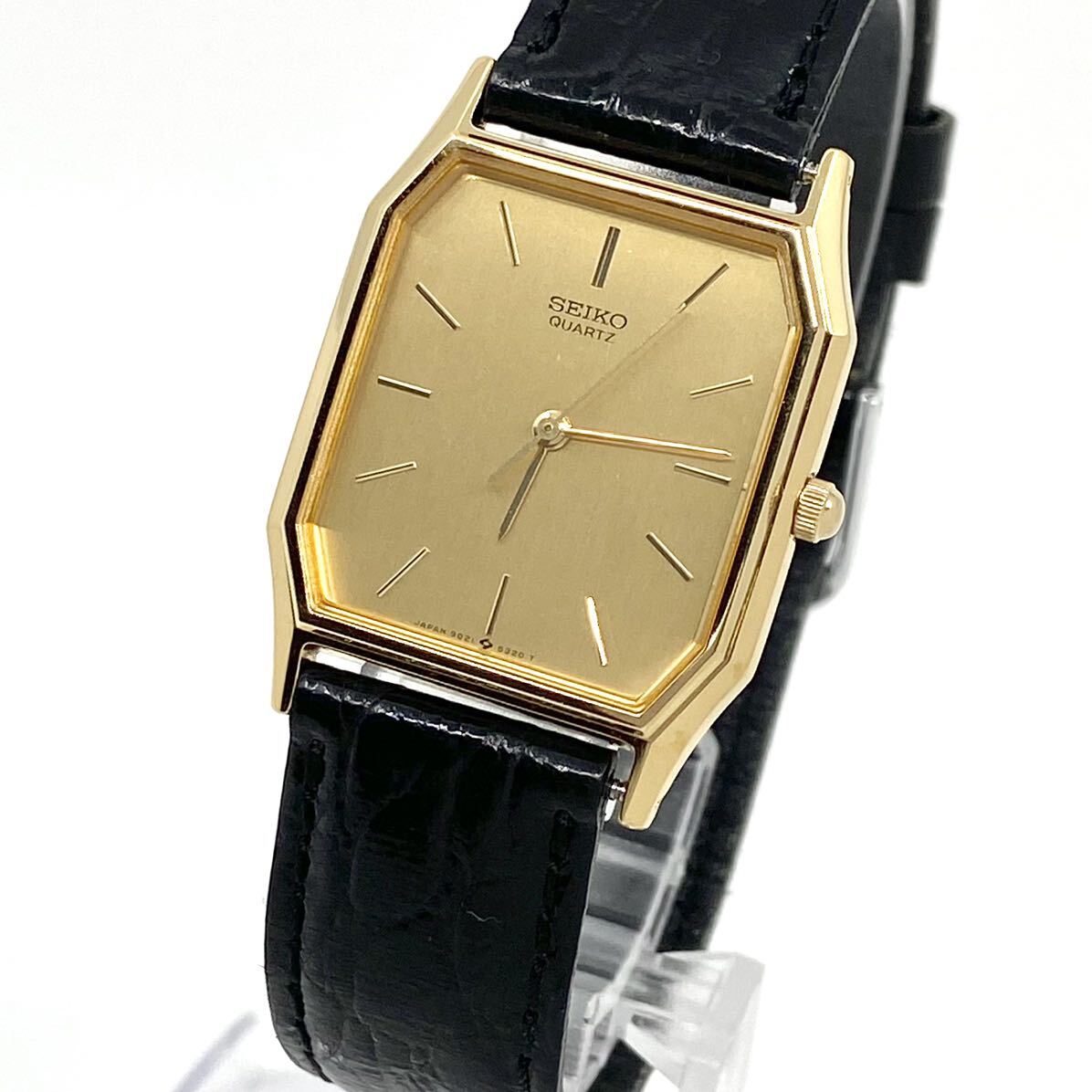 SEIKO 腕時計 オクタゴン バーインデックス 3針 クォーツ quartz ゴールド 金 金文字盤 9021-5260 セイコー Y893_画像1