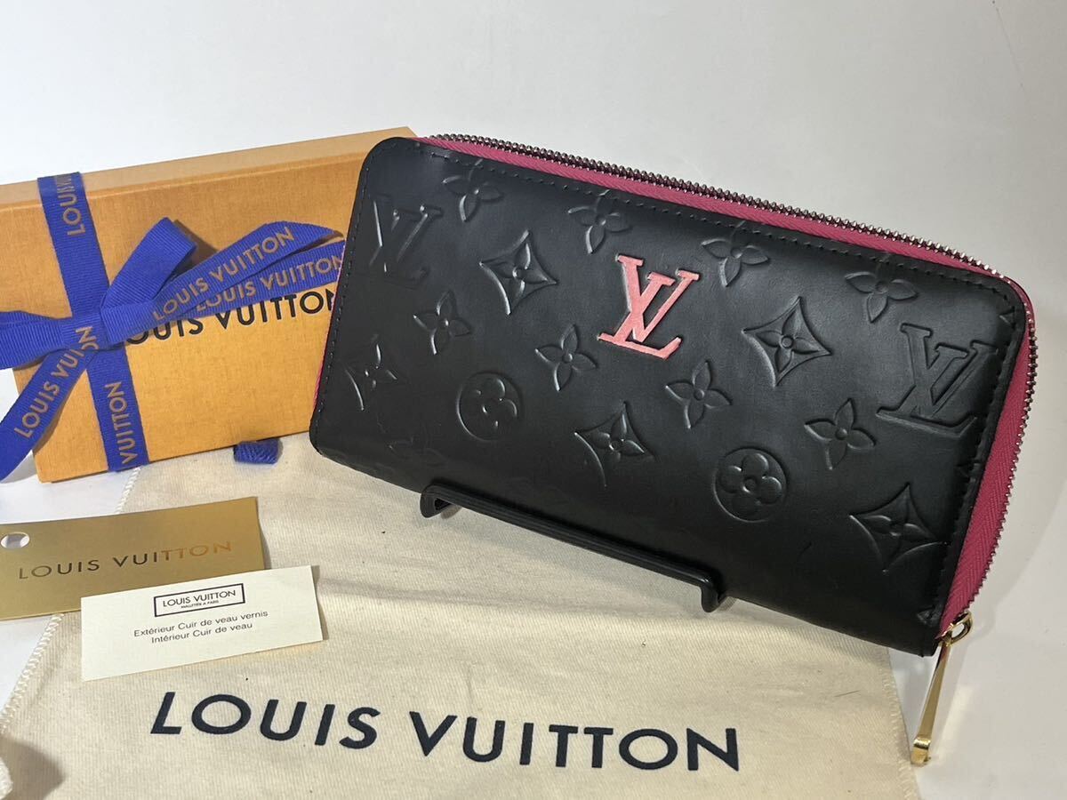 1円《極美品》LOUIS VUITTON ルイヴィトン 長財布 ヴェルニ ジッパーウォレット モノグラム ラウンドファスナー 男女兼用 ピンク_画像1