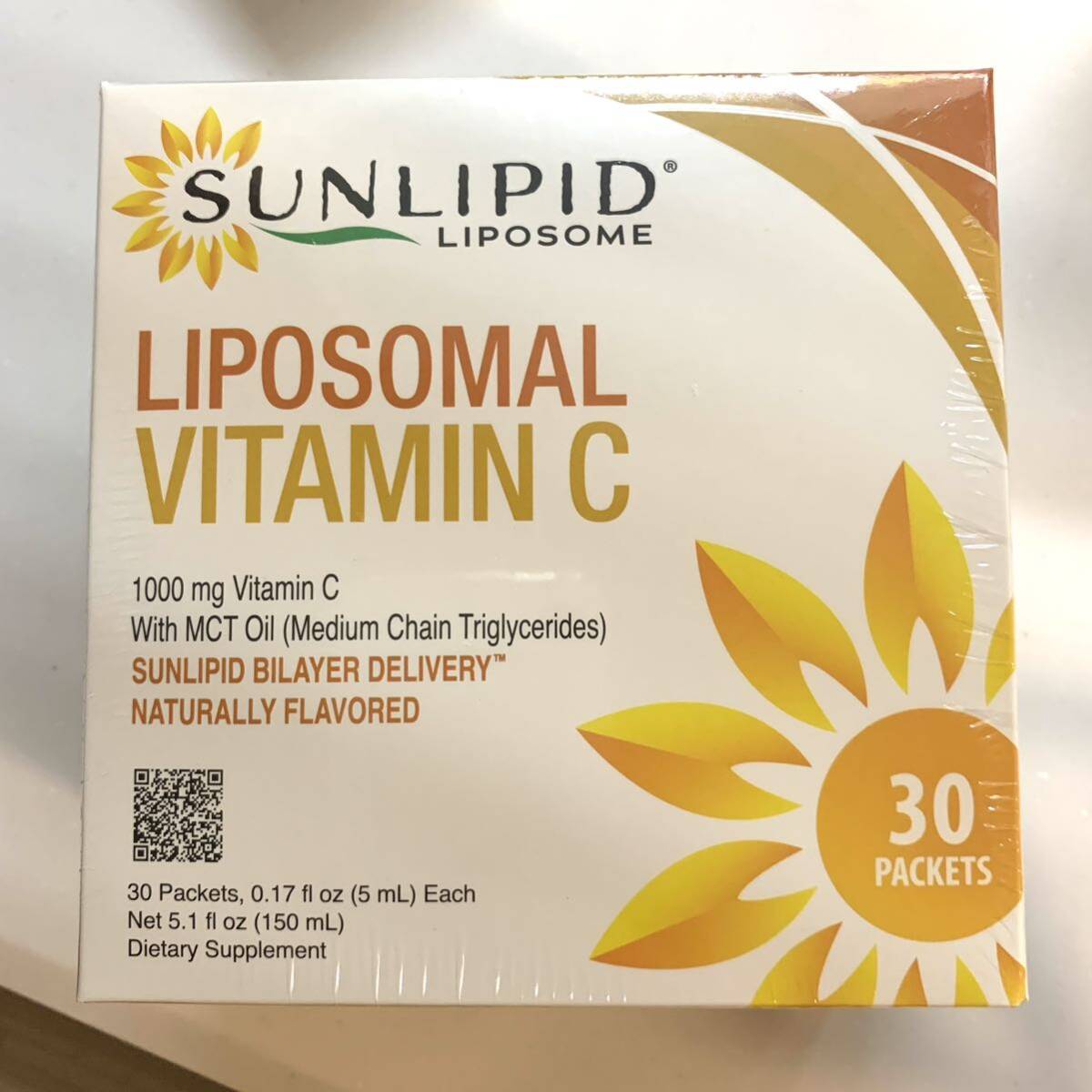 SunLipid 液状サプリメント リポソームビタミンC1000mg 30包 サンフラワー配合 （5.0 ml×30） 天然香料使用