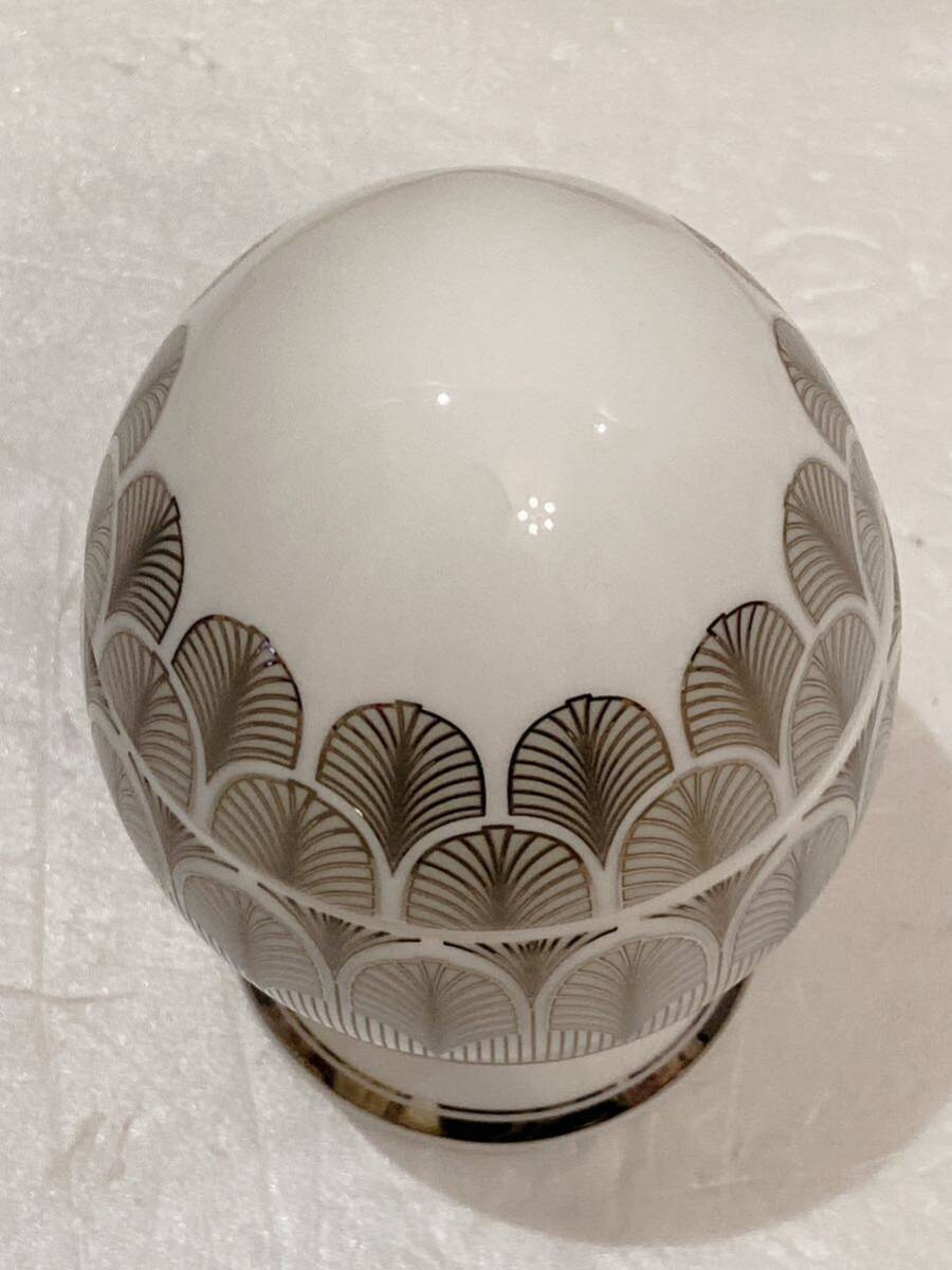 ② 新品未使用品 RICHARD GINORI 1735 Magnifico Platino Egg 直径約8㎝ 高さ約14㎝ 卵型小物入れ インテリア Sサイズ リチャードジノリの画像3