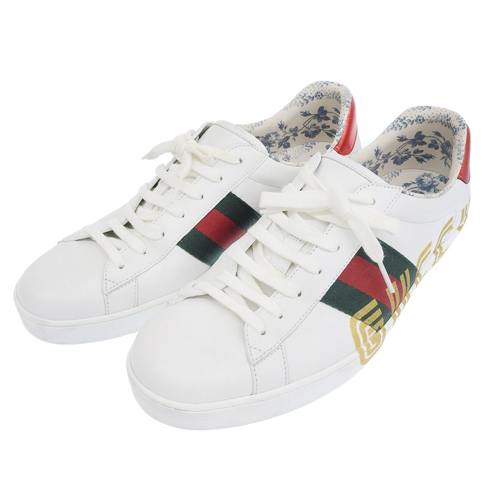 GUCCI グッチ エース レザー スニーカー メンズ ホワイト レッド 10 523455_画像2