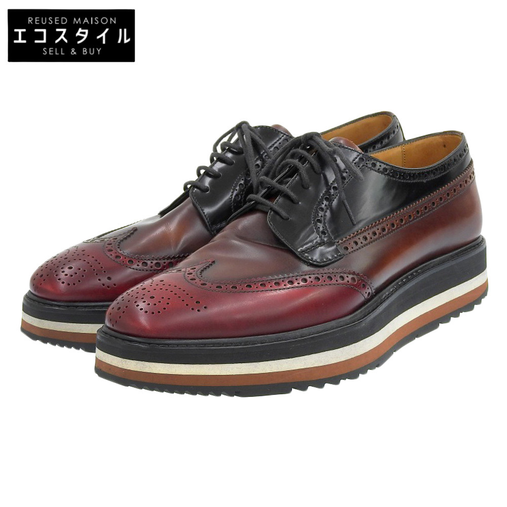 PRADA プラダ ウィングチップ シューズ メンズ ブラウン ブラック レッド 6 2EG015