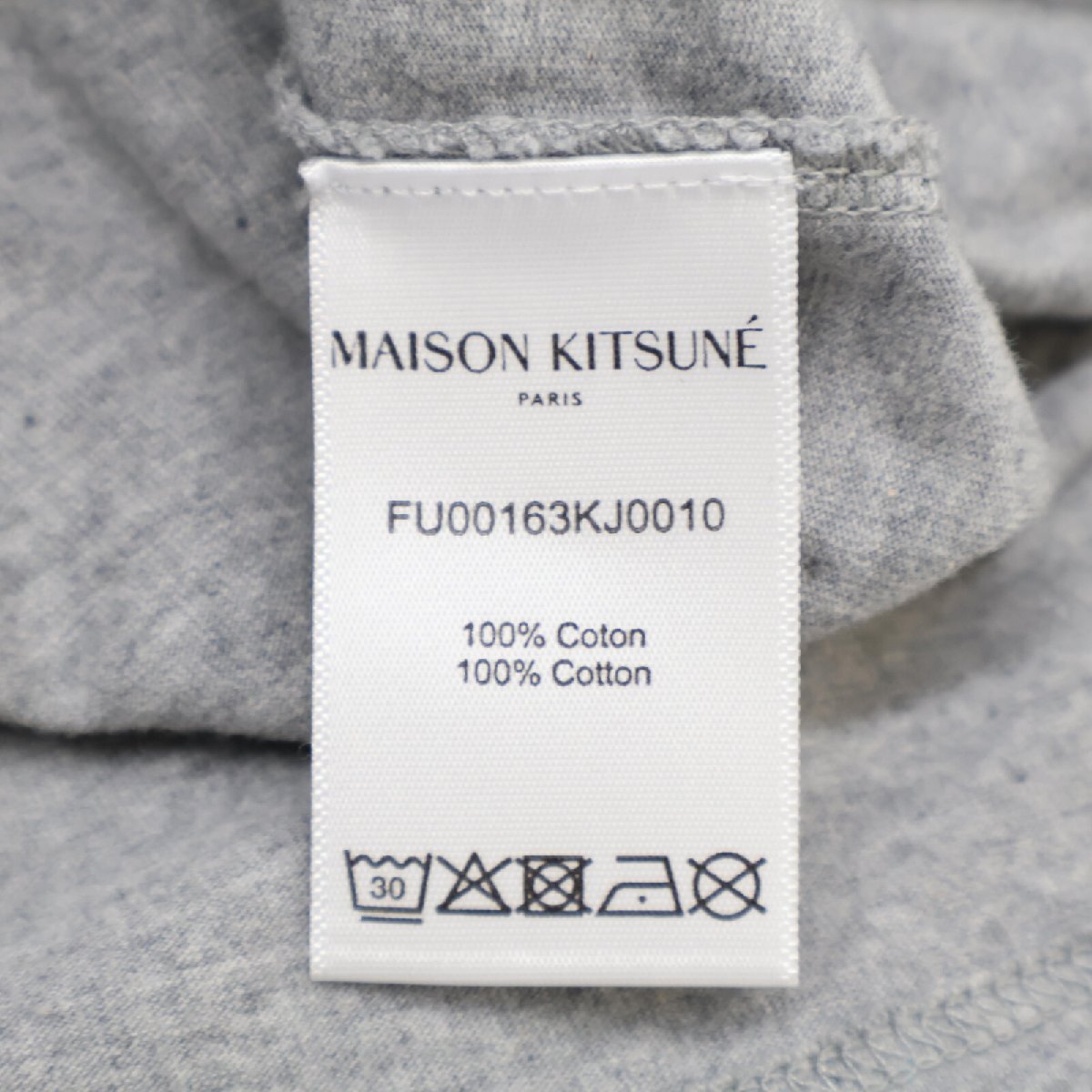 MAISON KITSUNE メゾンキツネ FU00163KJ0010 グレー フォックスヘッド クルーネック カットソー グレー S トップス コットン メンズ 中古_画像5