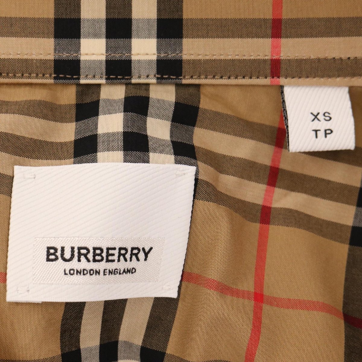 BURBERRY バーバリー ヴィンテージチェック 8020966 コットン ロングスリーブシャツ キャメル XS トップス コットン メンズ 中古_画像8