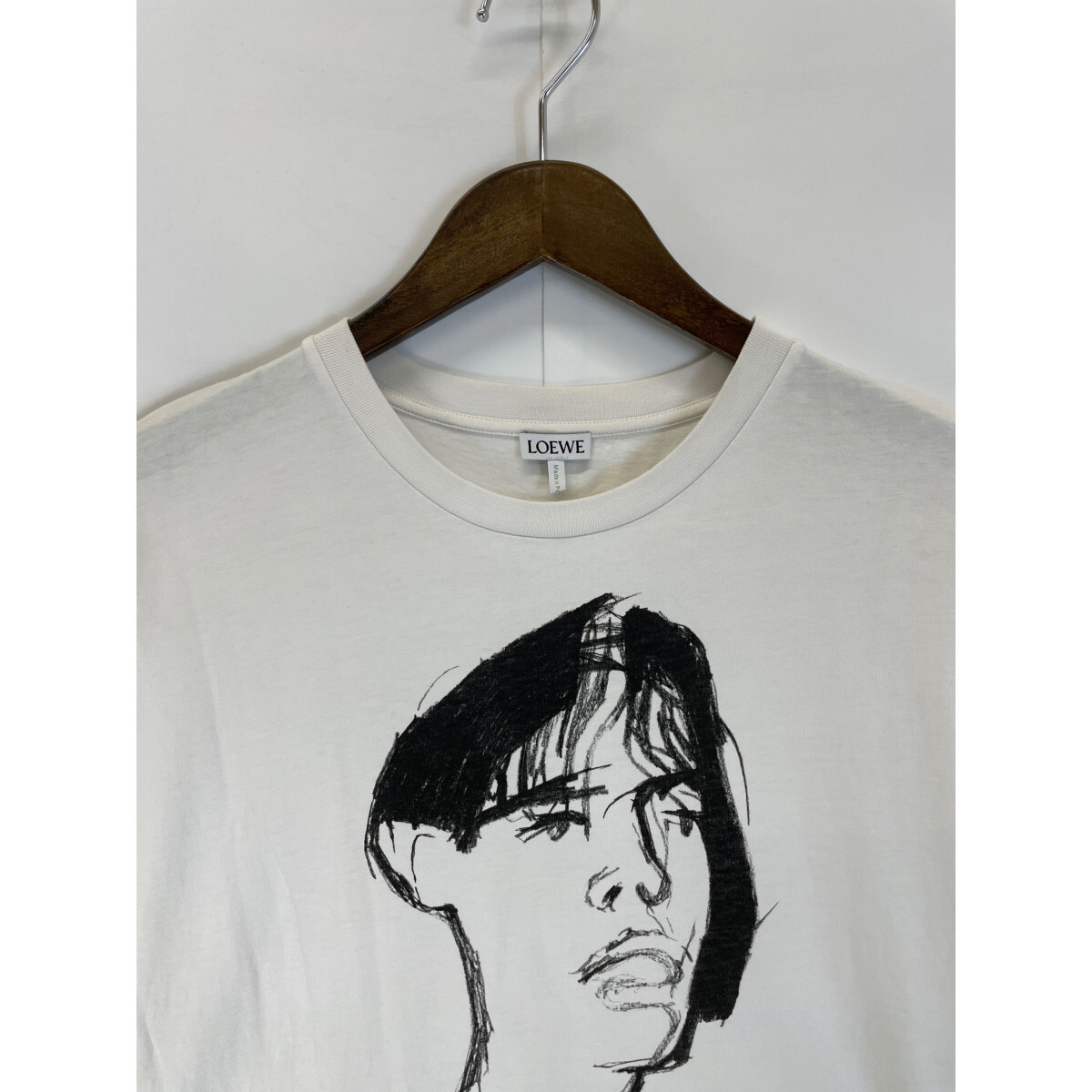 LOEWE ロエベ 手書き風 Tシャツ トップス L ホワイト メンズ_画像8