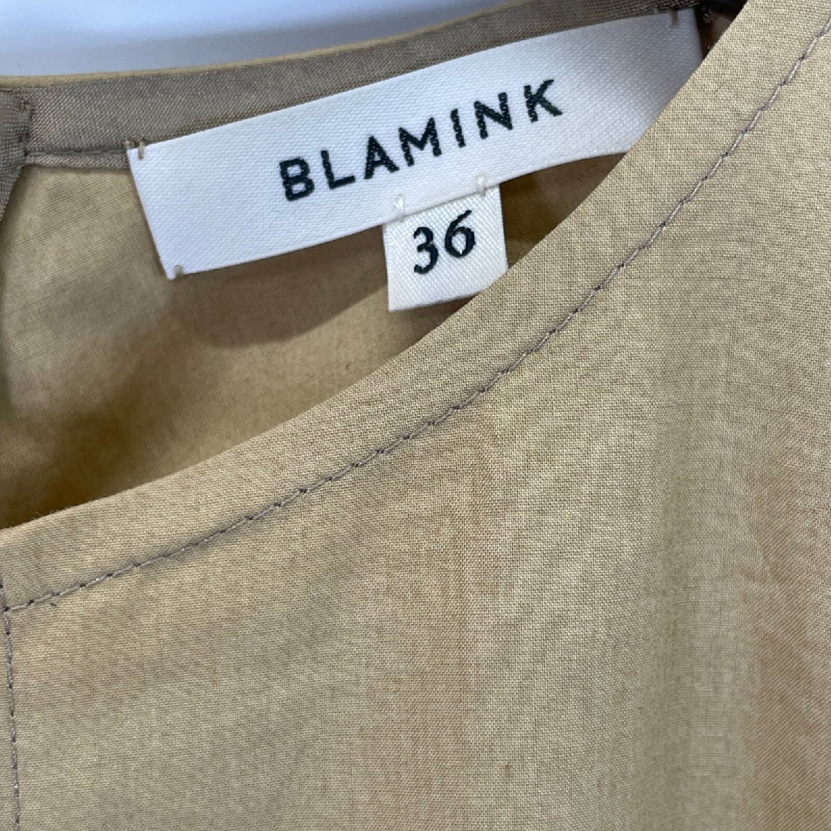 BLAMINK ブラミンク コットン ベルト付 ワンピース ベージュ 36 ワンピース コットン レディース 中古_画像4