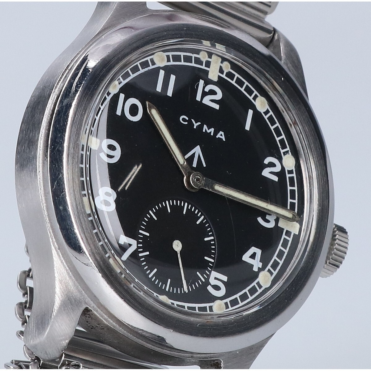 CYMA Cima da-ti dozen England army 1940 period li Dan face hand winding wristwatch silver men's 