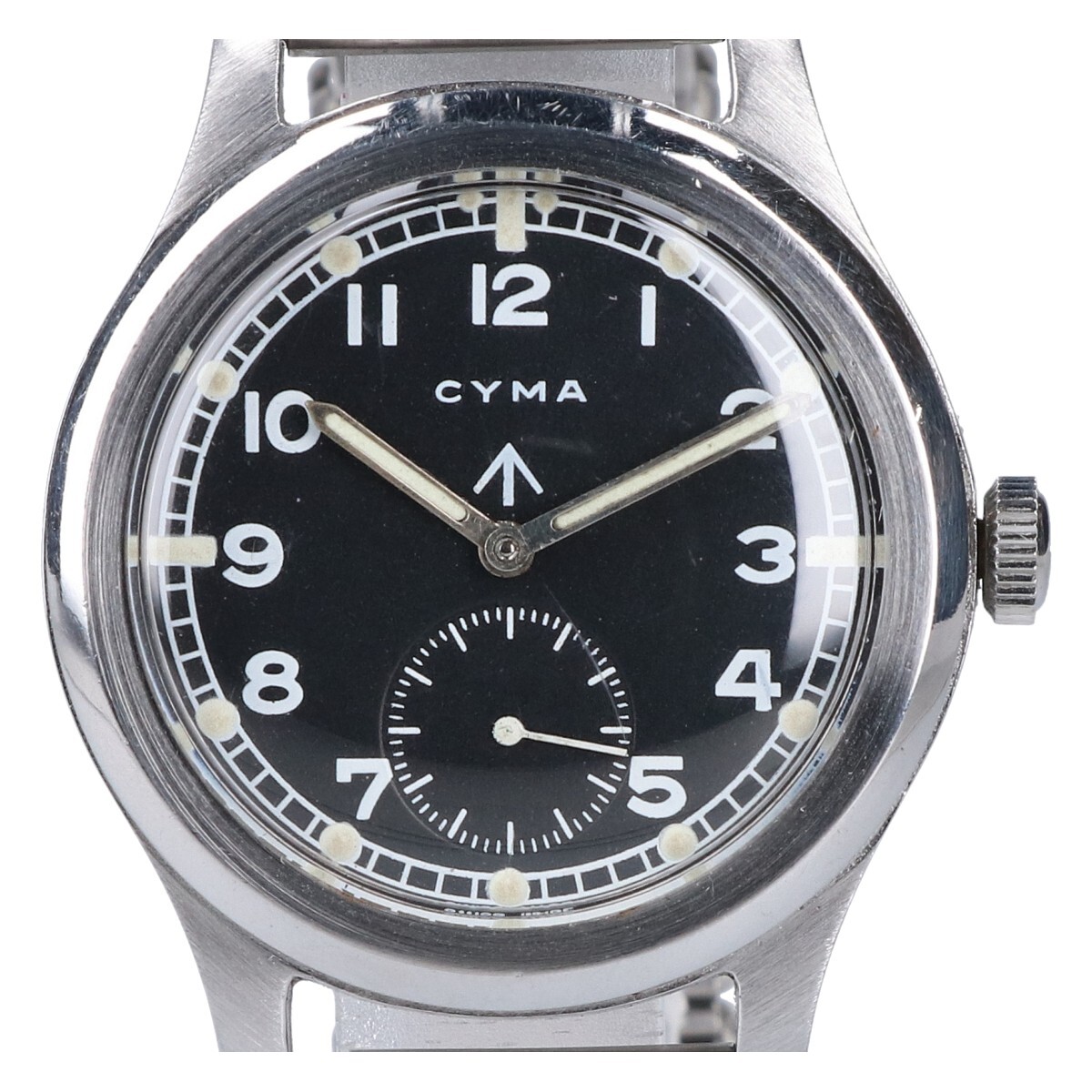 CYMA Cima da-ti dozen England army 1940 period li Dan face hand winding wristwatch silver men's 