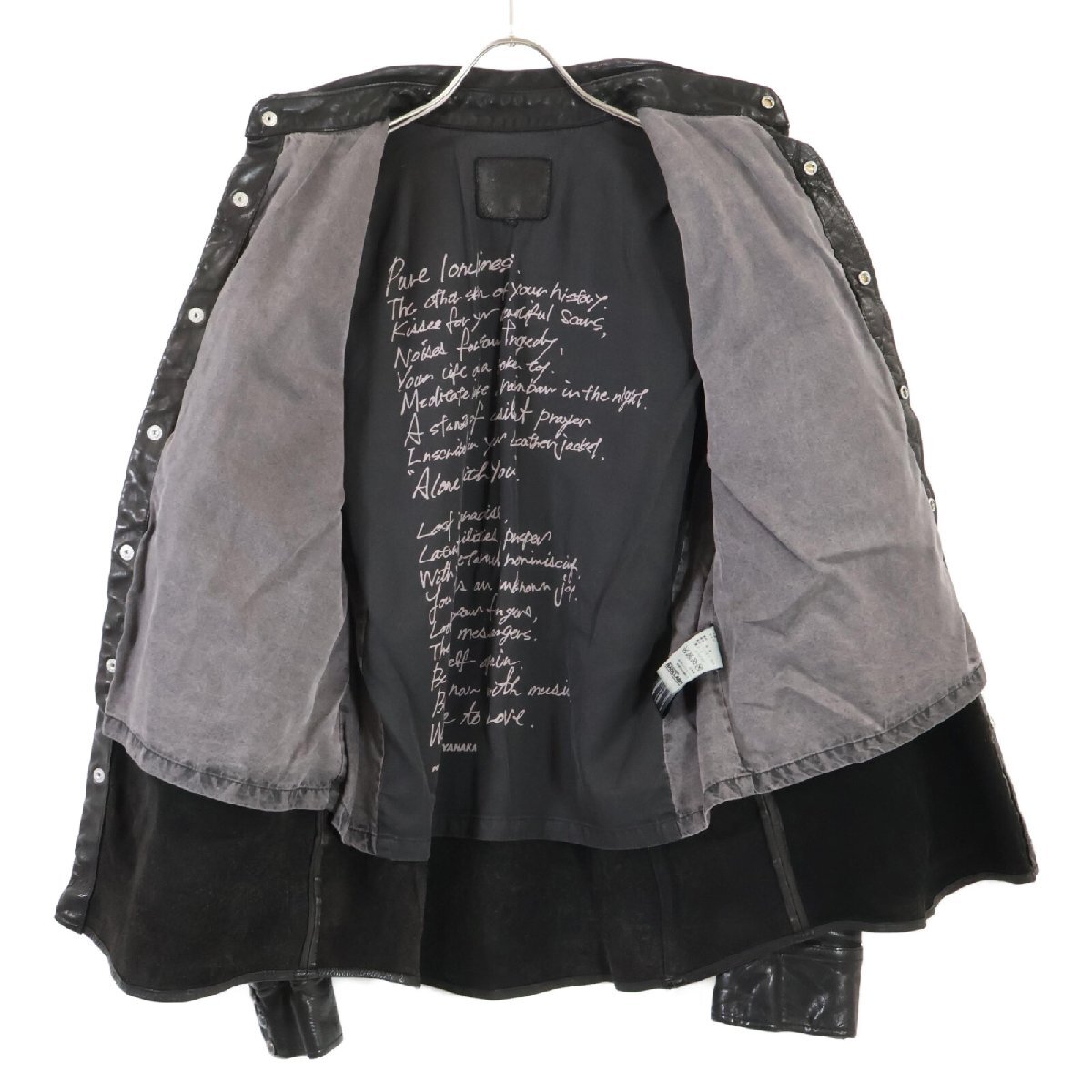 美品 BACKLASH バックラッシュ ｘDEVIANT DE1367-03 15周年記念モデル ジャパンカーフ レザー シャツ ジャケット 2 ブラック メンズ_画像5